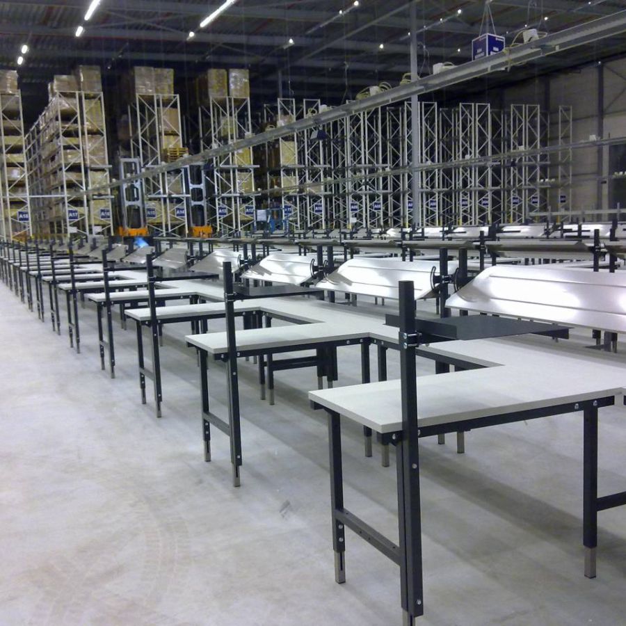 Verschillende systemen werk- en inpaktafels